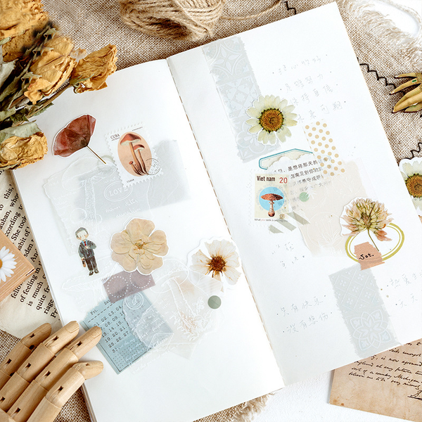 46PCS Flower Poetry Decorative Stickers