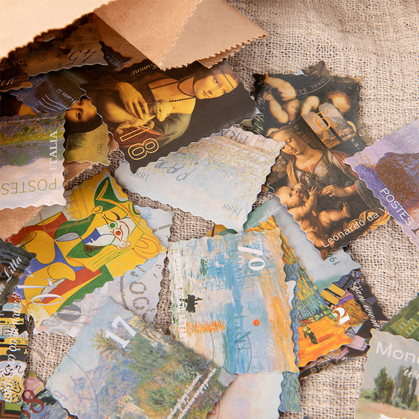 45PCS Famous Paintings Stamp Collection Decorative Stickers