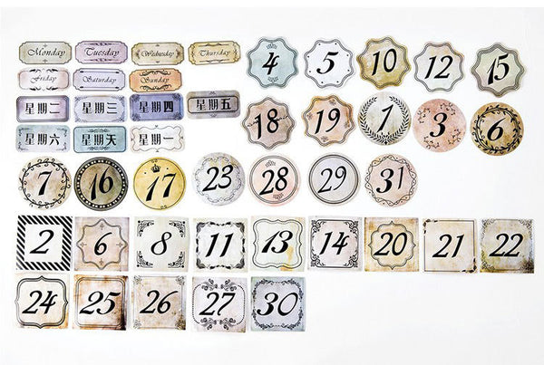 45PCS Retro Number Date Diary Stickers