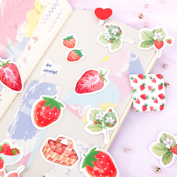 45PCS  Strawberry Cheese Decorative Stickers
