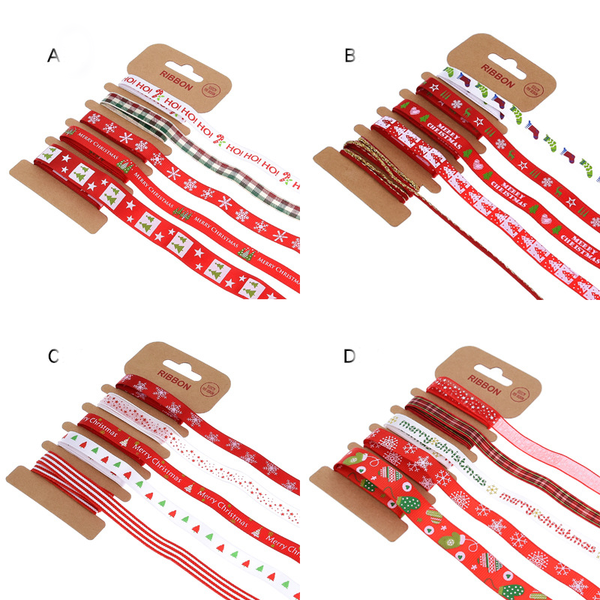 Decorative Christmas Print Bibbon Set