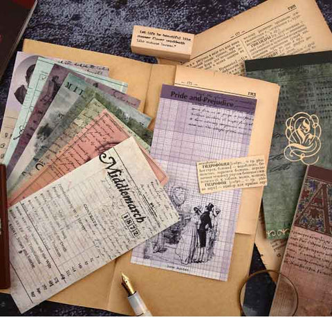Famous Writer Manuscript Retro Nostalgia Scrapbook Notes