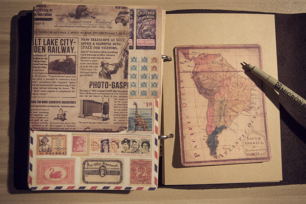 10PCS Retro Map Stamp Stickers Paper