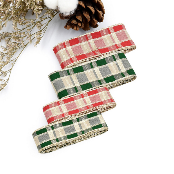 Decorative Christmas Glitter Lattice Ribbon