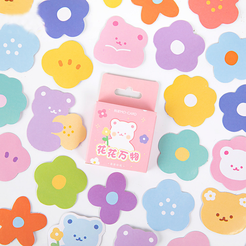 46PCS Flowers Bear Decorative Stickers