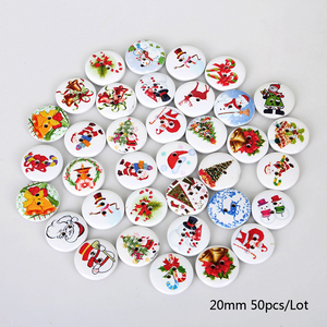 50pcs Christmas Cartoon Printed Buttons