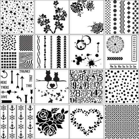 16PCS Layering Painting Stencils-A
