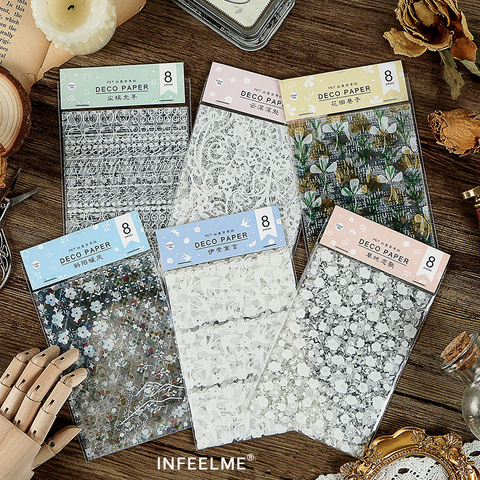 8PCS PET Background Transparent Paper