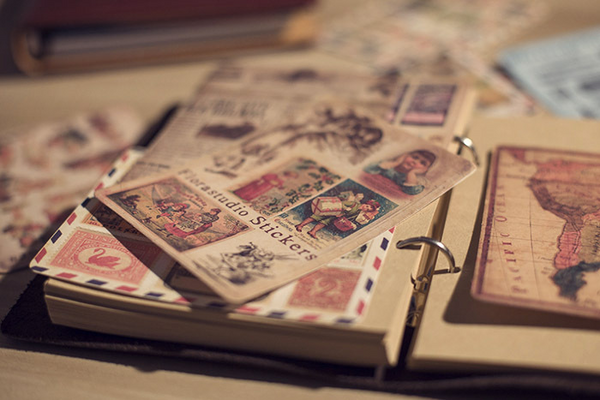 10PCS Retro Map Stamp Stickers Paper