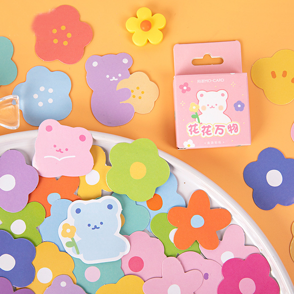 46PCS Flowers Bear Decorative Stickers