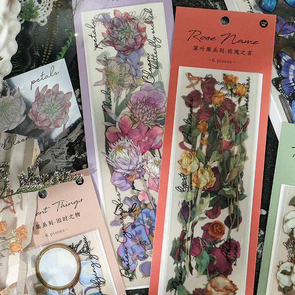 6PCS Forest Plant Scrapbook PET Stickers