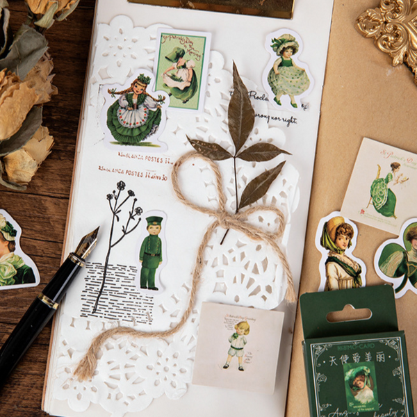 46PCS Green Angel Stickers