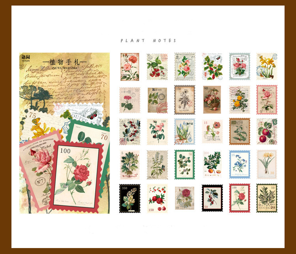 60Pcs Retro Time Post Office Series Stickers