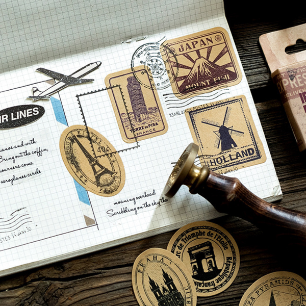56PCS Vintage Kraft Label Stickers