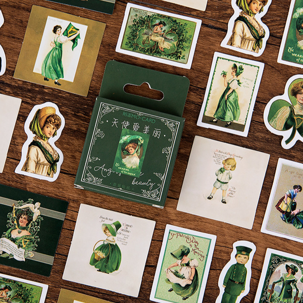 46PCS Green Angel Stickers