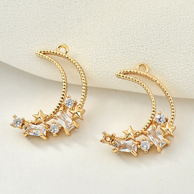 Star & Moon Zircon Alloy Pendant Accessories
