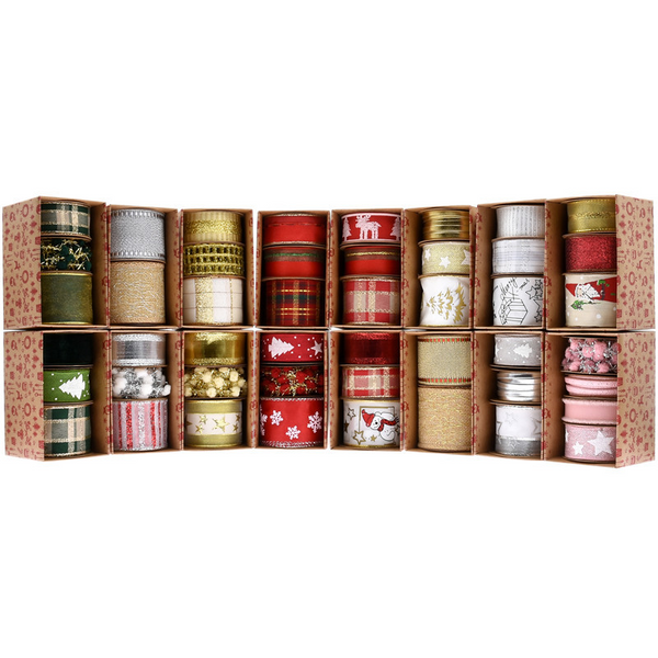 Decorative Christmas Print Bibbon Set