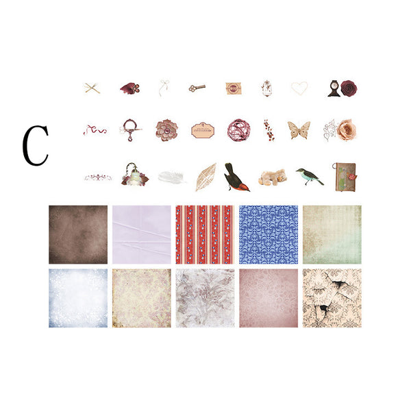 70PCS European Classical Mixed Paper Scrapbook Material Package