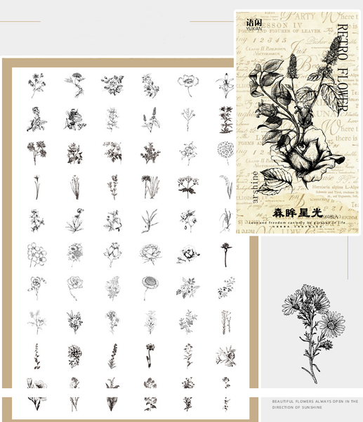 60PCS Flower Shop Series Sticker Bag
