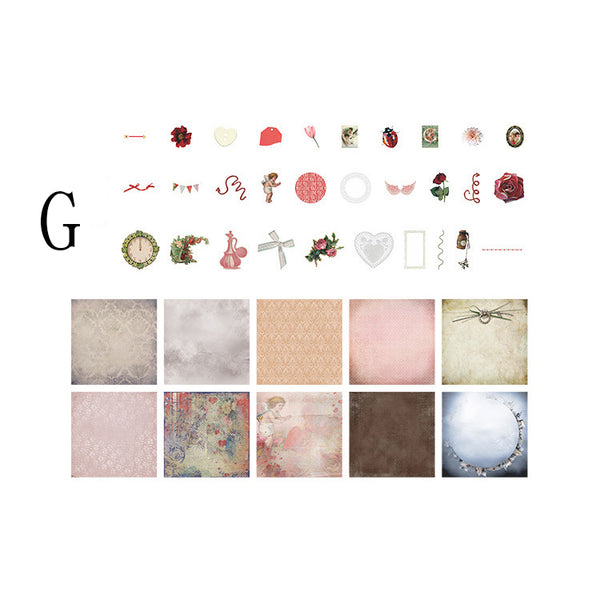 70PCS European Classical Mixed Paper Scrapbook Material Package