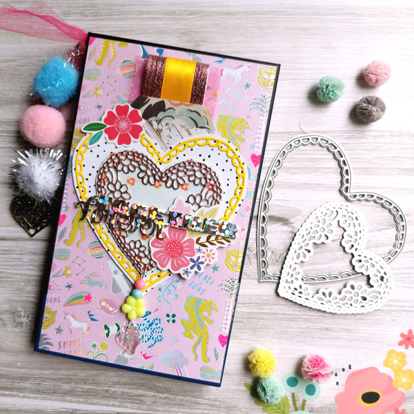 【Original】Petal Lace Heart Border Dies