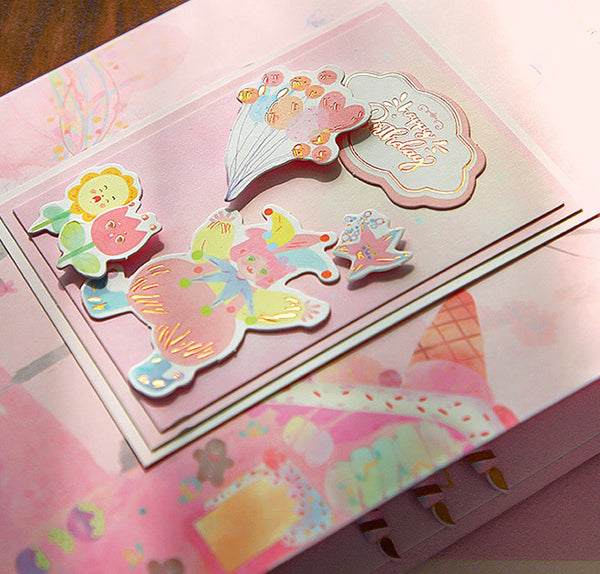 Limited Hot Stamping 3D Birthday Envelope Greeting Card Set