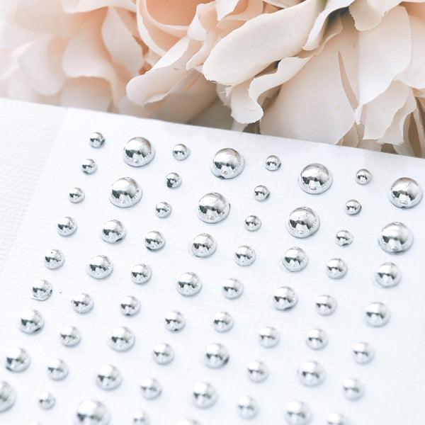 80pcs Half Round Gold and Silver Pearl Sticker
