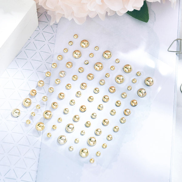 80pcs Half Round Gold and Silver Pearl Sticker