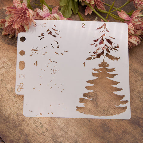 Multi-layered Pine Tree Layering Painting Stencils