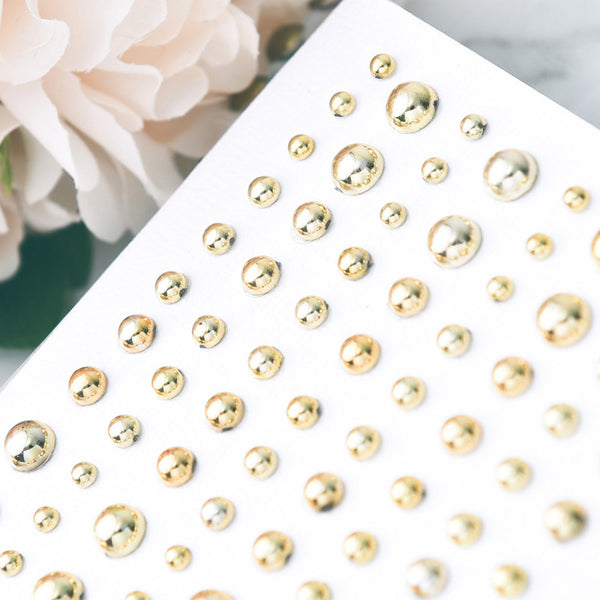 80pcs Half Round Gold and Silver Pearl Sticker