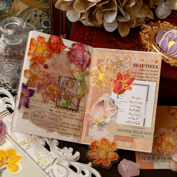 30PCS Vintage Floral  DIY Scrapbook Stickers