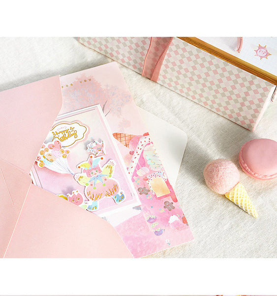 Limited Hot Stamping 3D Birthday Envelope Greeting Card Set