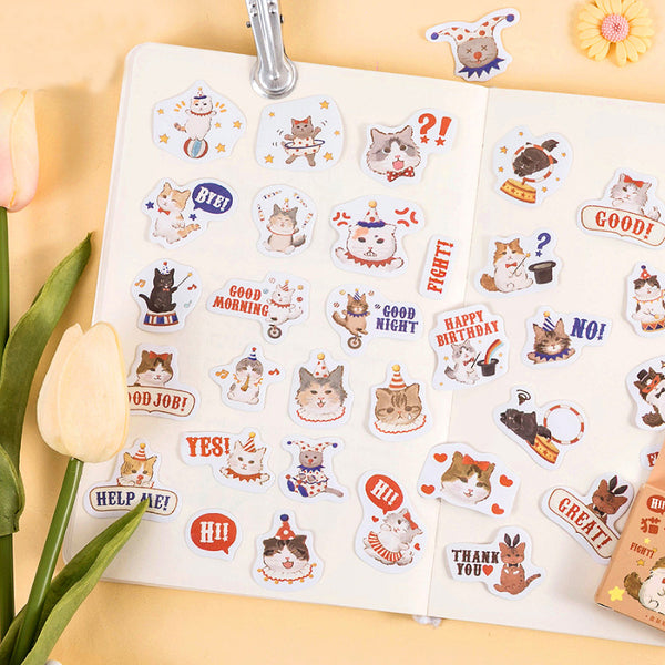 45PCS Cat Circus Decorative Stickers