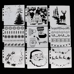 9PCS Christmas Layering Painting Stencils