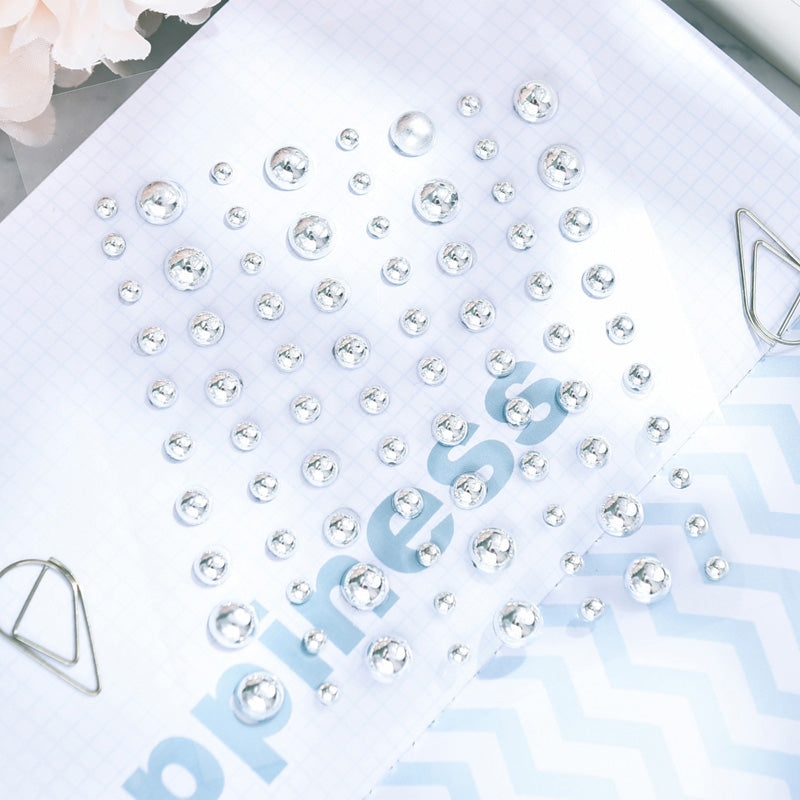 80pcs Half Round Gold and Silver Pearl Sticker