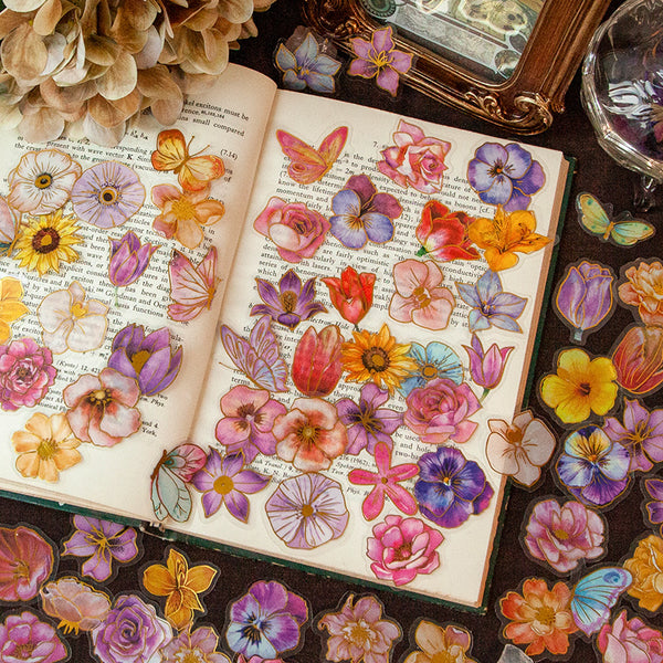 30PCS Vintage Floral  DIY Scrapbook Stickers