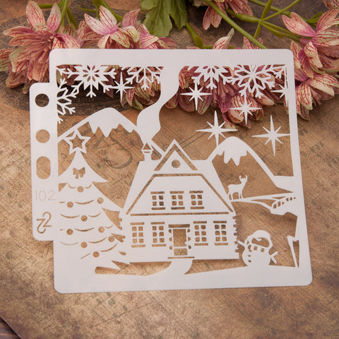 Christmas Snowhouse Layering Painting Stencils