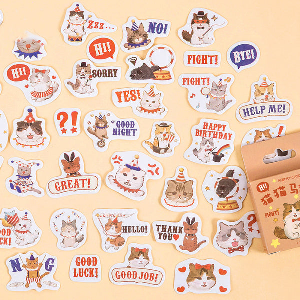 45PCS Cat Circus Decorative Stickers