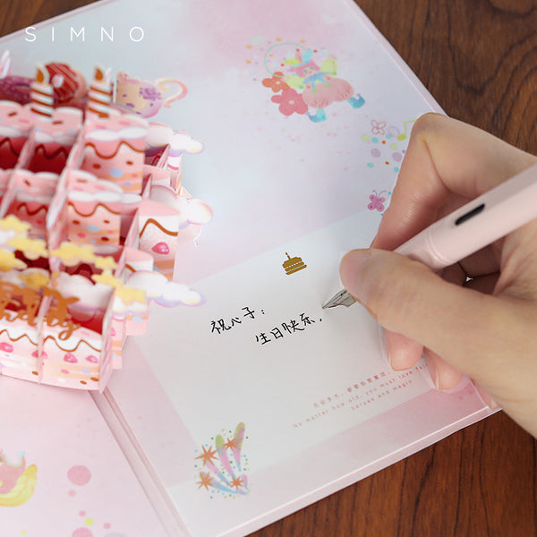 Limited Hot Stamping 3D Birthday Envelope Greeting Card Set