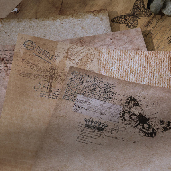 8PCS Distressed Retro Background Paper