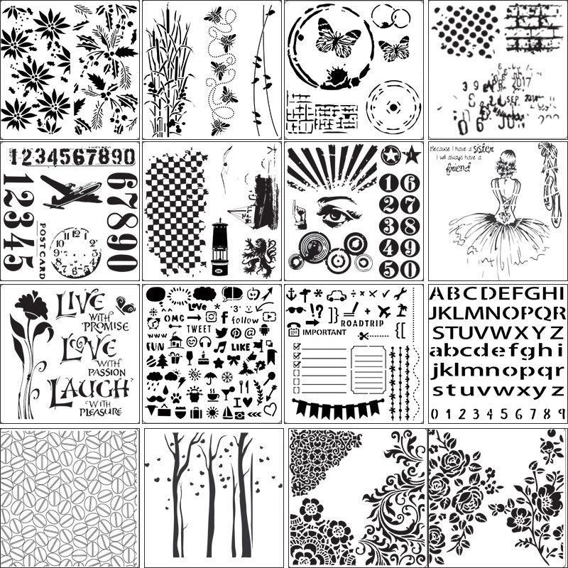 16PCS Layering Painting Stencils-C