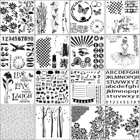 16PCS Layering Painting Stencils-C