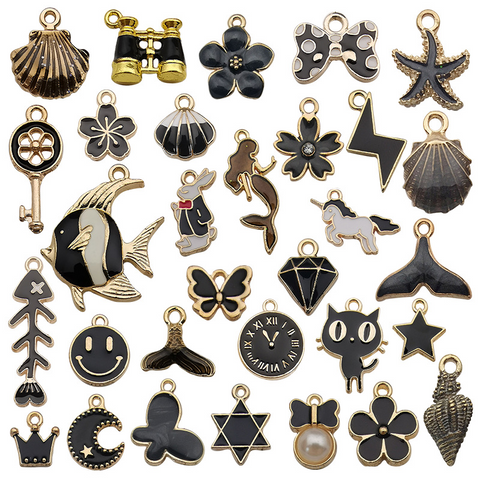 31Pcs Black Series Alloy Drip Pendants