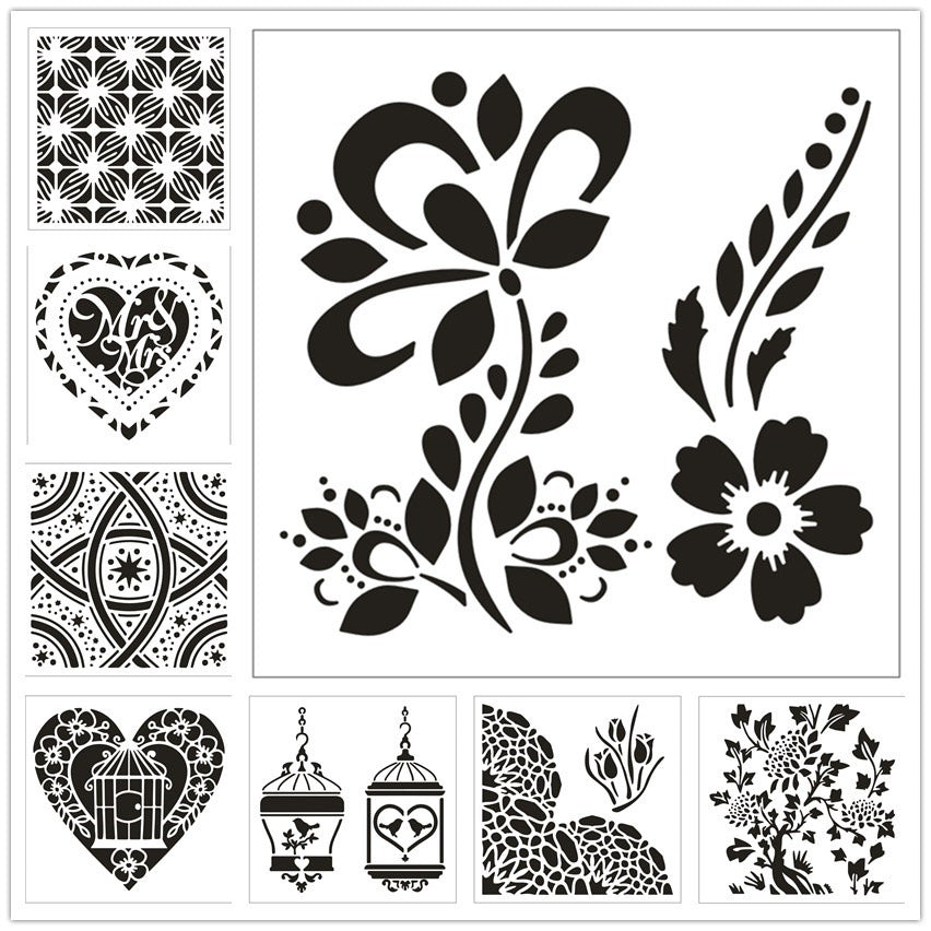 8PCS Pattern Layering Stencils Set