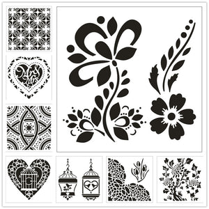 8PCS Pattern Layering Stencils Set
