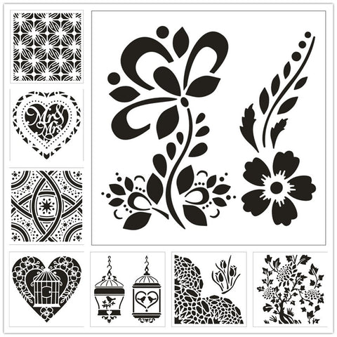 8PCS Pattern Layering Stencils Set