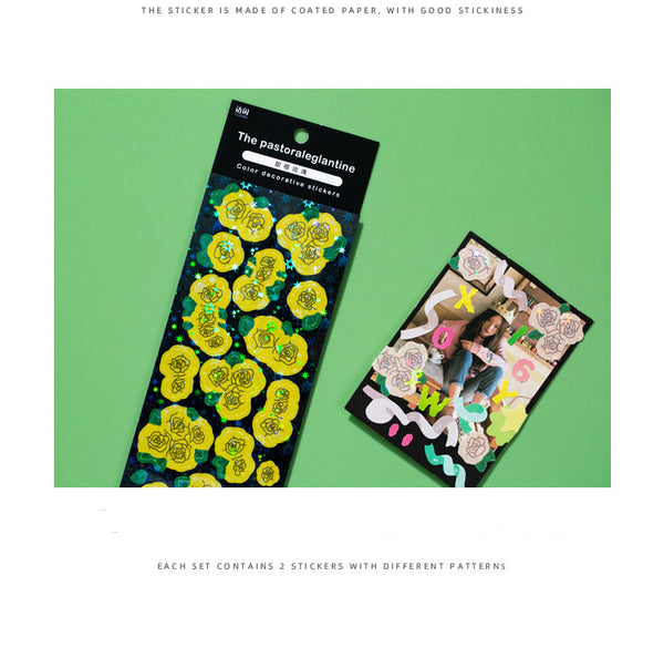 Field Rose Laser Stickers