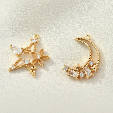 Star & Moon Zircon Alloy Pendant Accessories