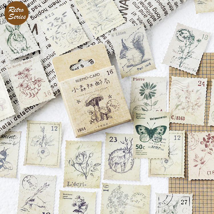 46PCS Vintage Stamp Journal Stickers