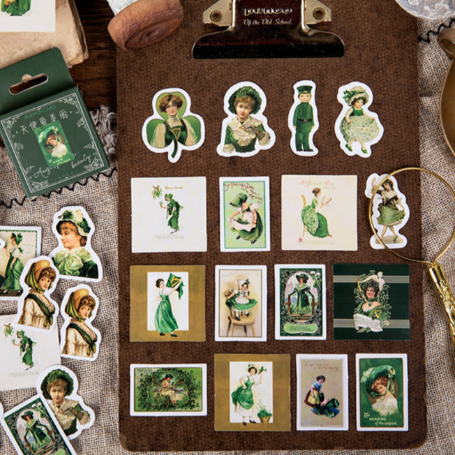 46PCS Green Angel Stickers